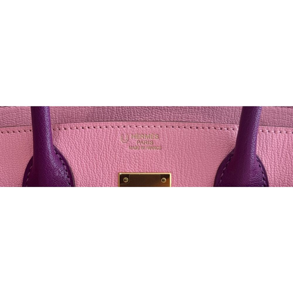 Hermes Birkin 30 Special Order Bubblegum Pink Anemone Purple Chevre Gold HWR - Picture 6 of 11